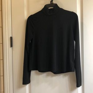 Black flowy long sleeved mock turtleneck